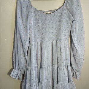 Altar'd State Light Blue Dress with Gold Accents